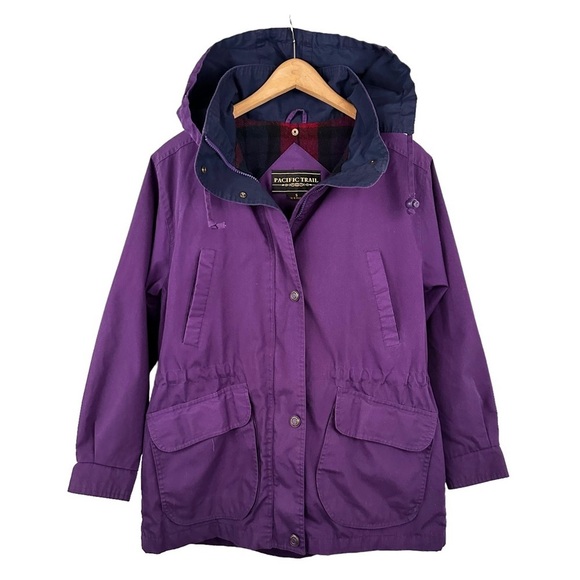 PACIFIC TRAIL Vintage Flannel Lined Retro Anorak Jacket - Picture 1 of 10